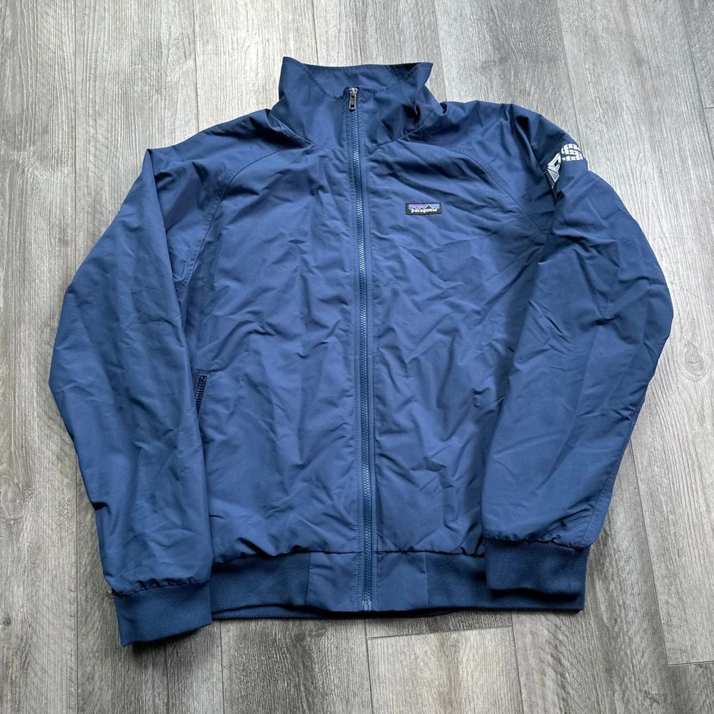 Patagonia Full Zip Jacket Mens XL Navy Blue Baggies bomber IPS Logo embroidered